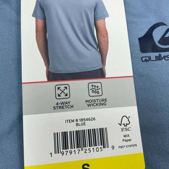 Quiksilver Mens S Blue Moisture-Wicking Short Sleeve T-Shirt 6760 - Picture 4 of 9